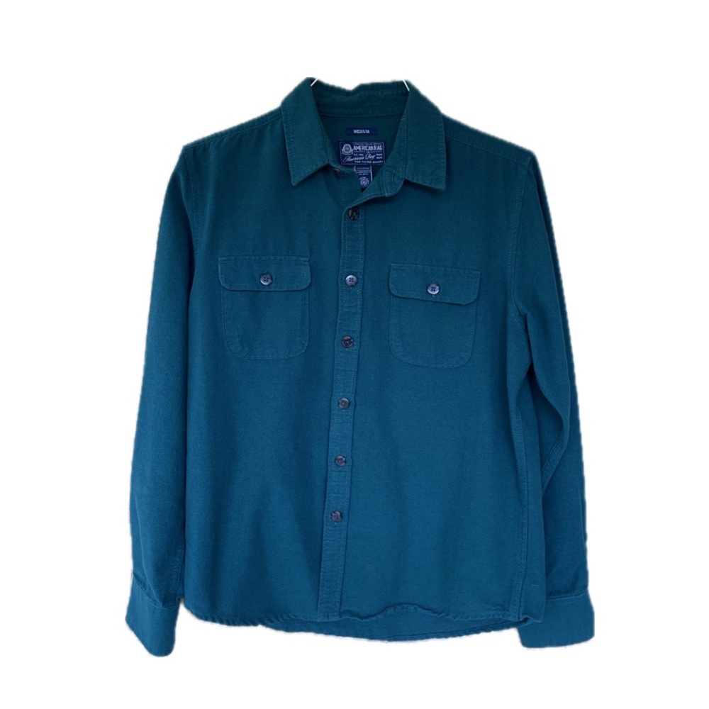 American Rag Forest Green Collared Long Sleeve Button Down Shirt - Men's Medium
